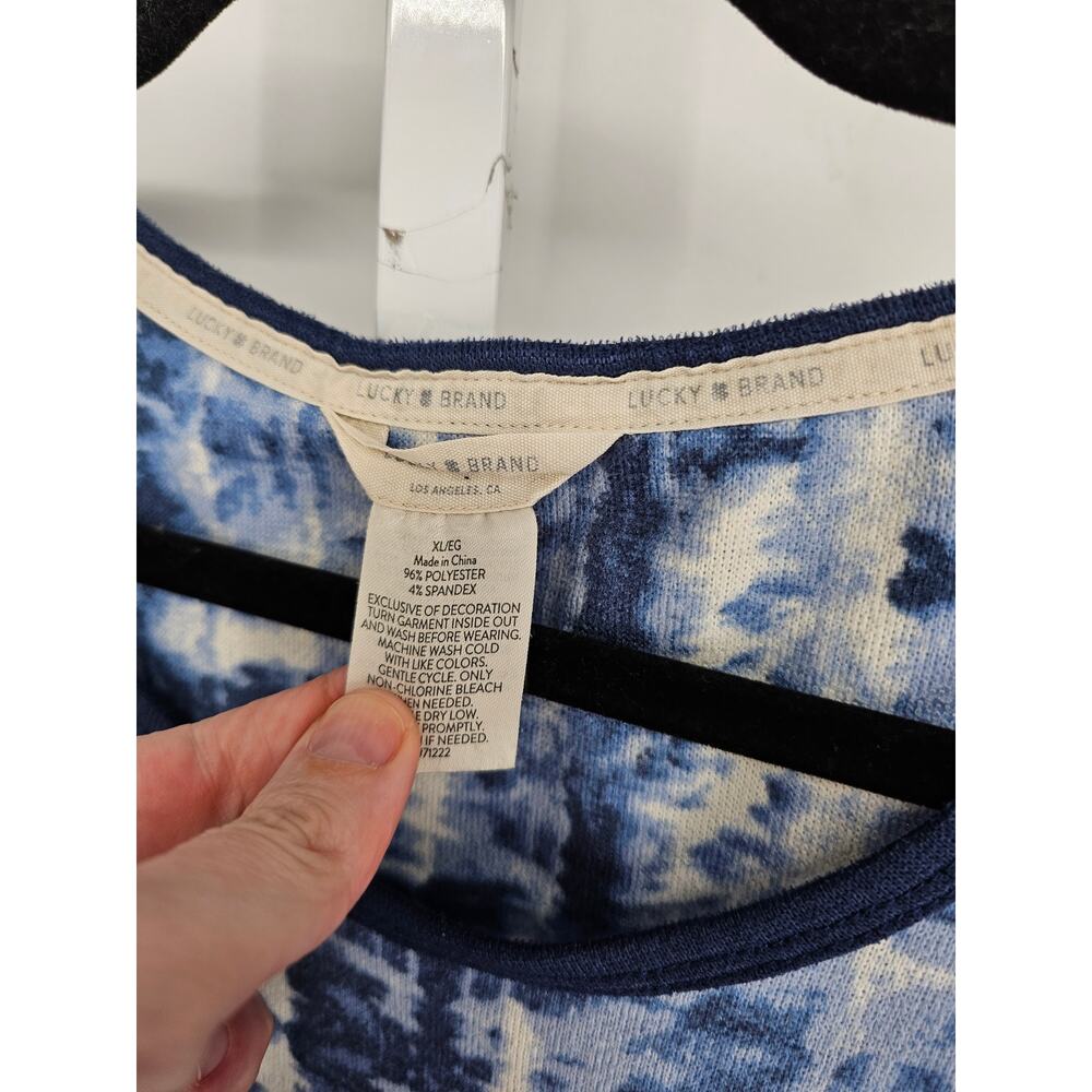 Lucky Brand Womens Sz XL 4 Piece pajama Set Blue White Tie Dye Print - Picture 3 of 6